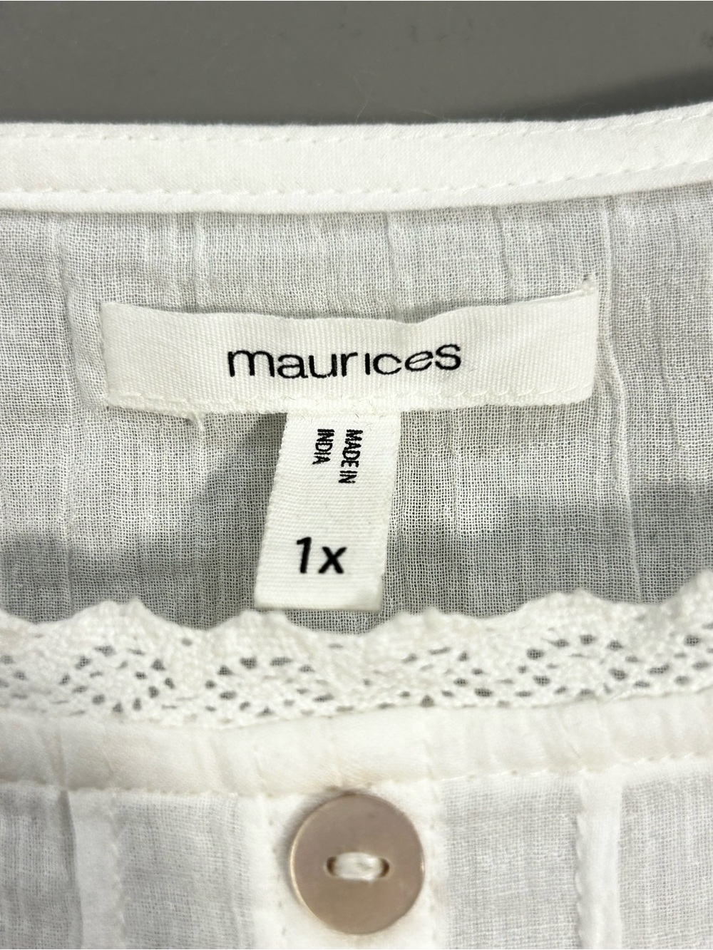 Maurices | Ruffle-Trim Button Front Sleeveless Top | Women’s | White | 1X - Picture 2 of 11
